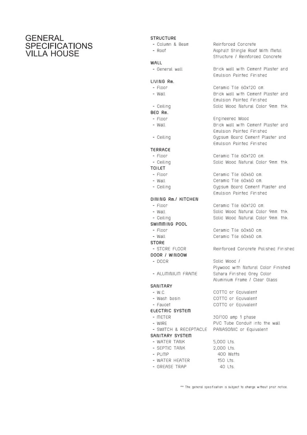 General Specification
