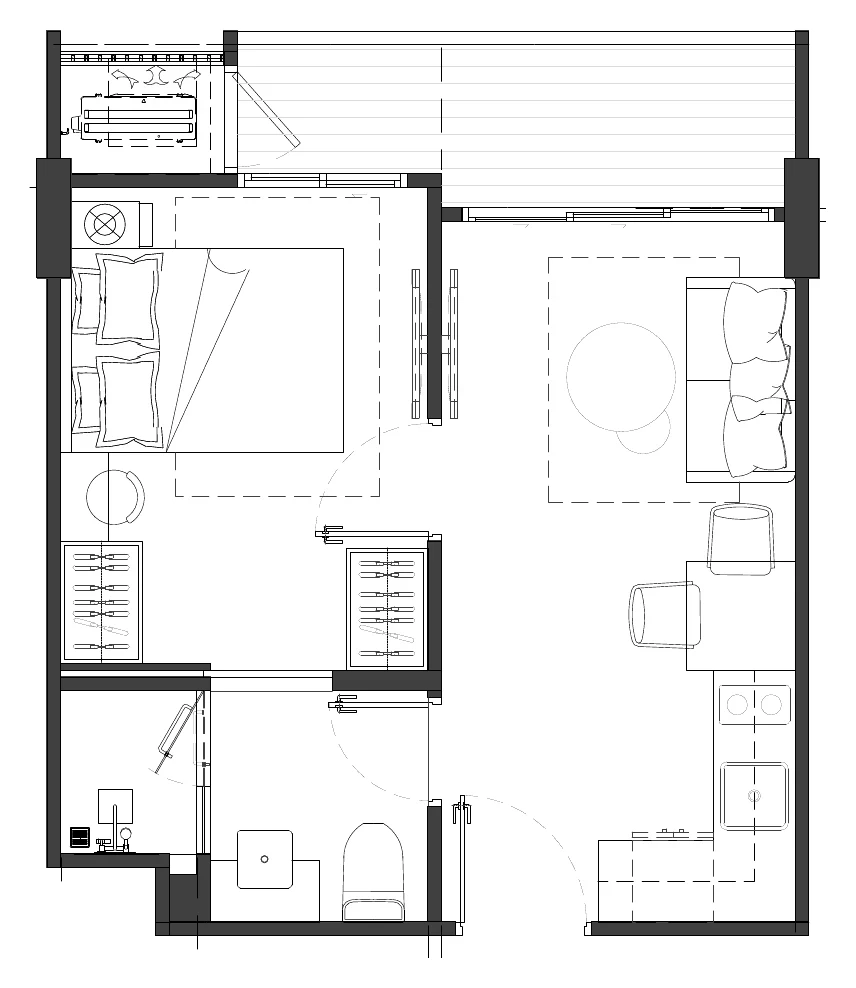 1 Bed Full Width Balcony · 34,46 м²