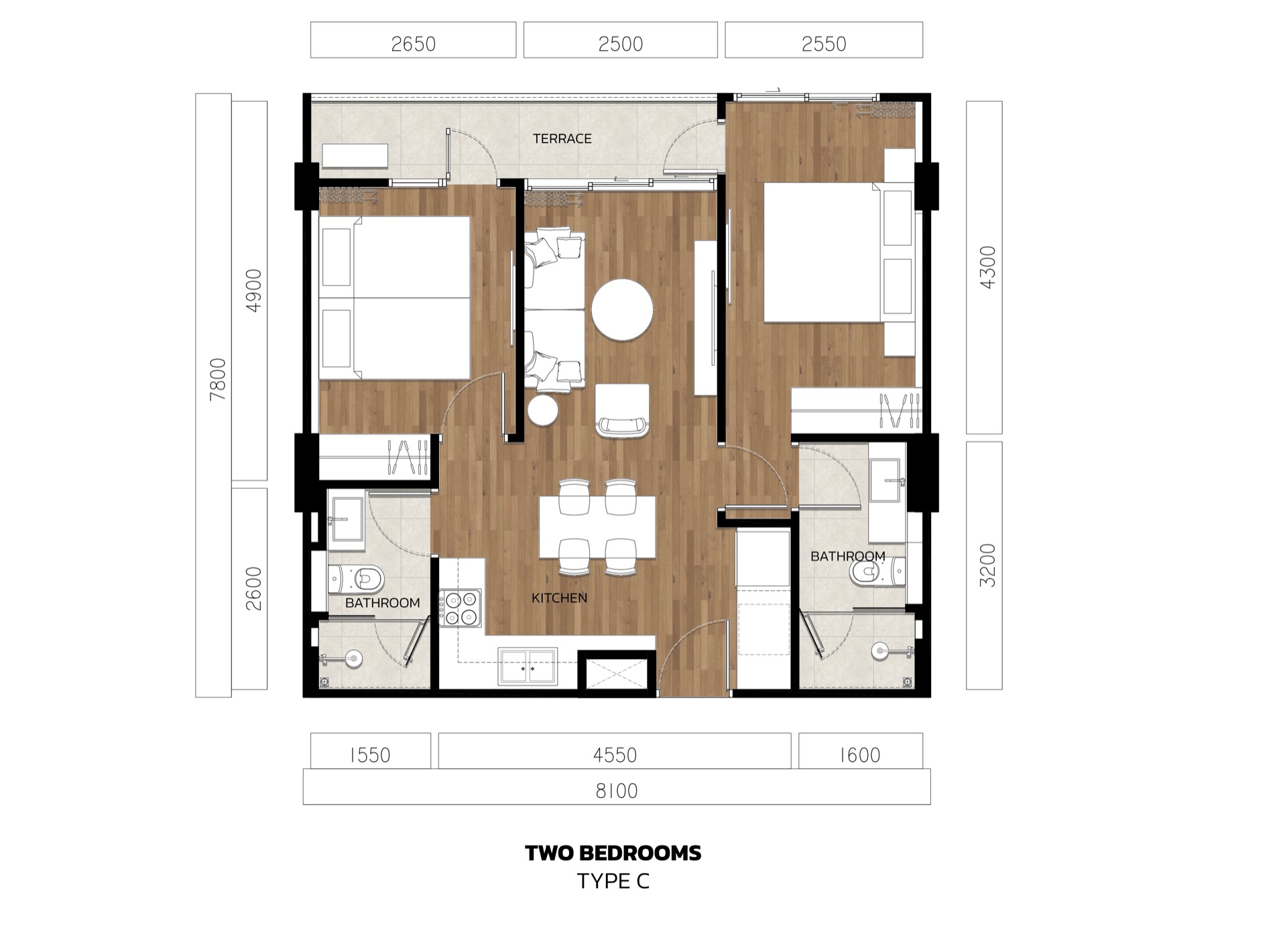 C  (TWO BEDROOMS)